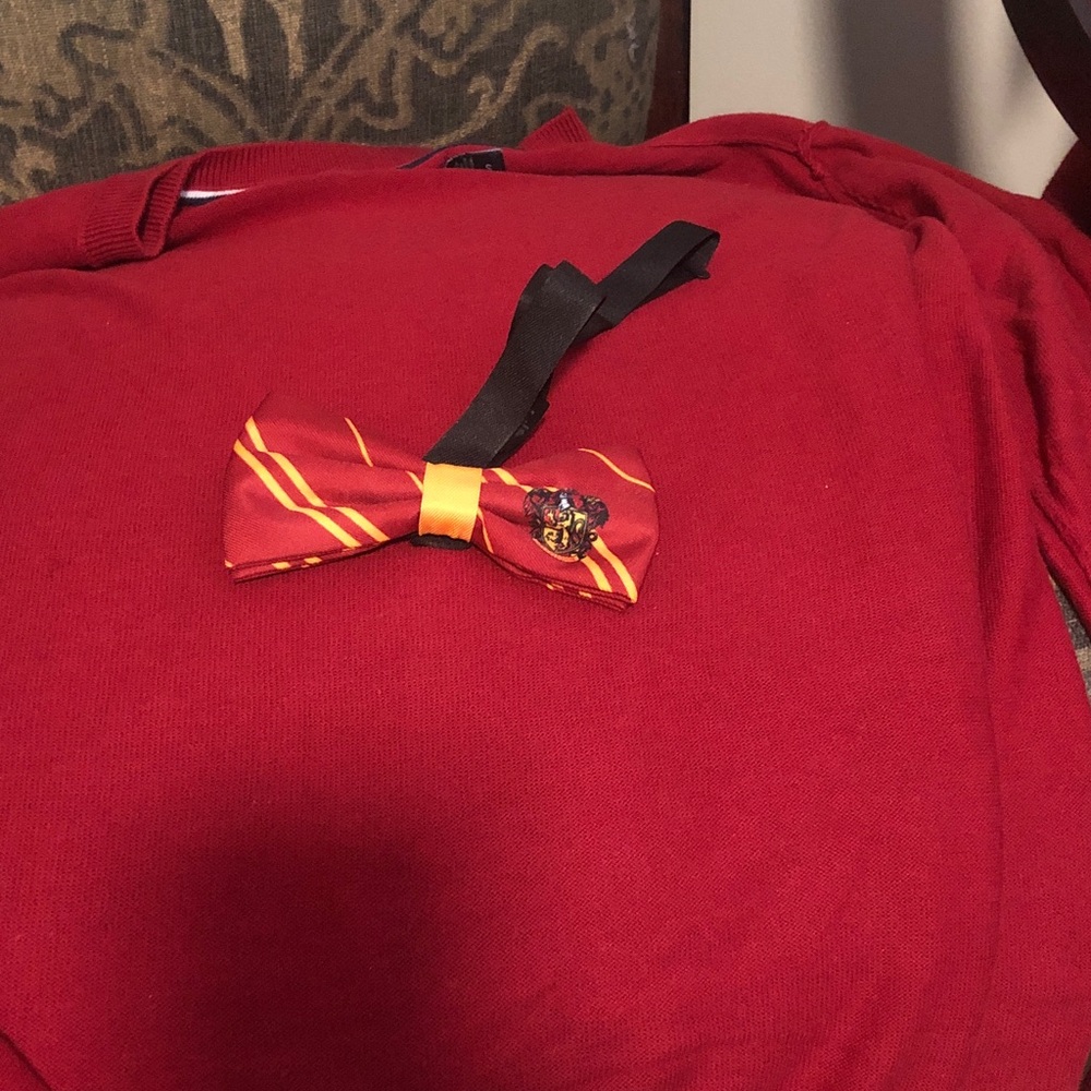 Buckle-Down Red and Gold Bow Tie